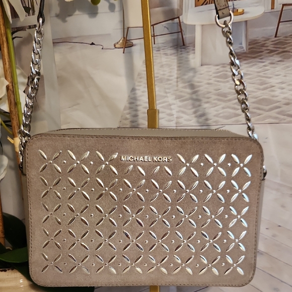 Michael Kors Handbags - Michael Kors Silver and Gray Crossbody Bag